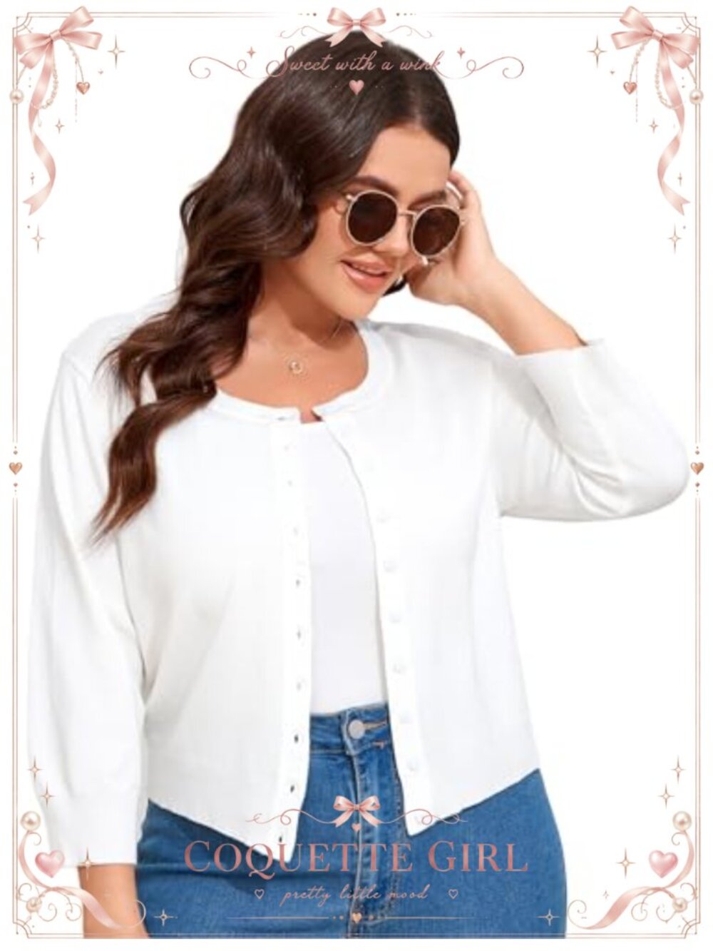 Women's Plus Size Knit Cardigan Shrug 3/4 Sleeve Button Down Bolero